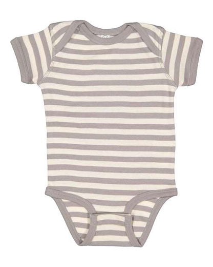 Rabbit Skins Infant Baby Rib Bodysuit - Titanium/ Natural Stripe Front
