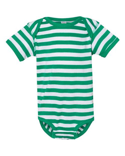 Rabbit Skins Infant Baby Rib Bodysuit - Kelly/ White Stripe Front