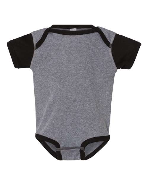 Rabbit Skins Infant Baby Rib Bodysuit - Granite Heather/ Black Front
