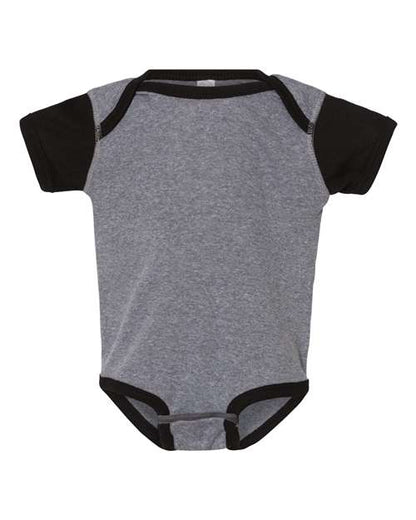 Rabbit Skins Infant Baby Rib Bodysuit - Granite Heather/ Black Front