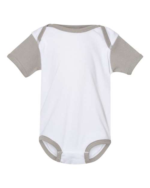 Rabbit Skins Infant Baby Rib Bodysuit - White/ Titanium Front