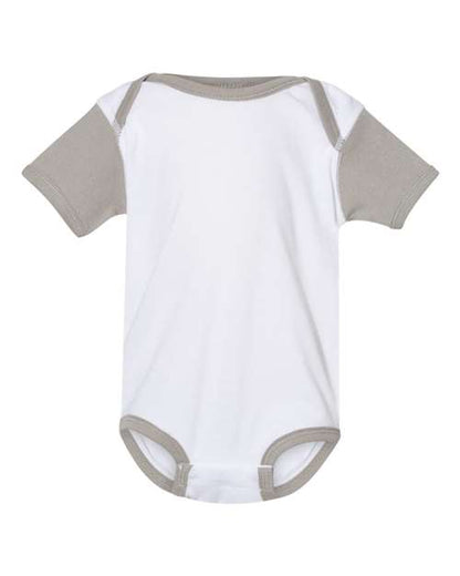Rabbit Skins Infant Baby Rib Bodysuit - White/ Titanium Front