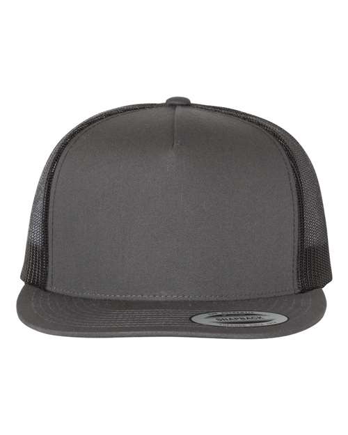 YP Classics Classic Five-Panel Trucker Cap - Charcoal/ Black Front