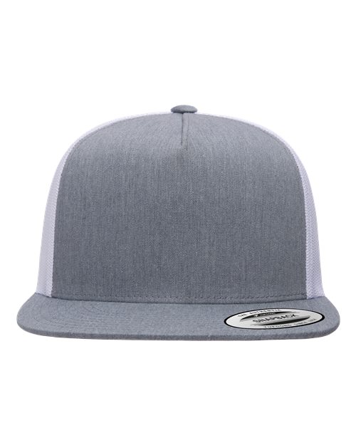 YP Classics Classic Five-Panel Trucker Cap - Heather/ White Front