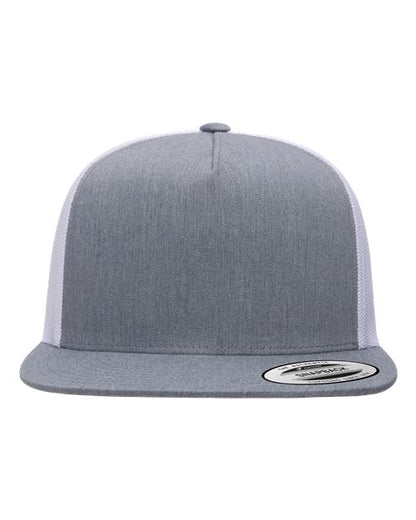 YP Classics Classic Five-Panel Trucker Cap - Heather/ White Front