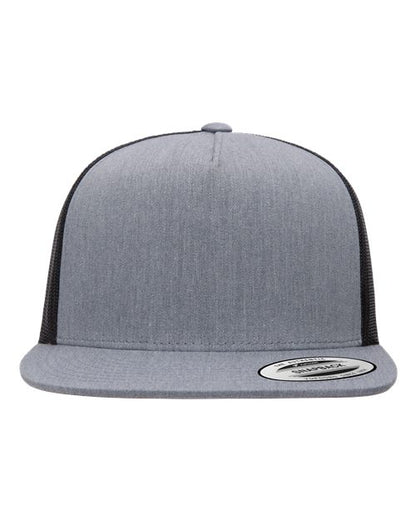 YP Classics Classic Five-Panel Trucker Cap - Heather/ Black Front