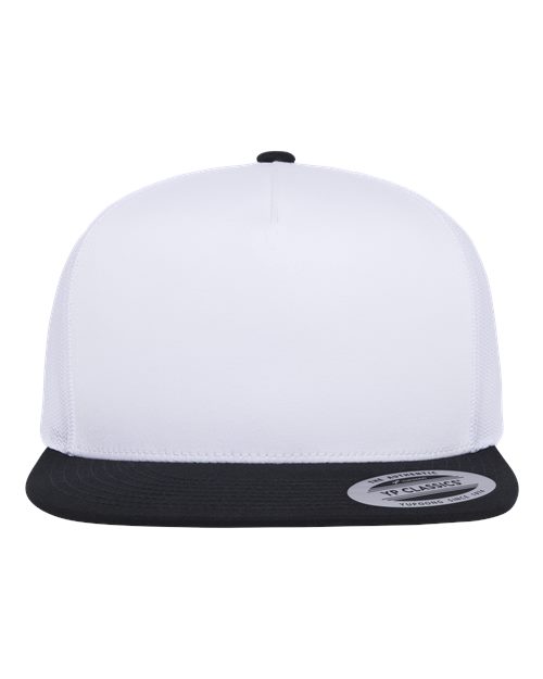 YP Classics Classic Five-Panel Trucker Cap - Black/ White/ White Front