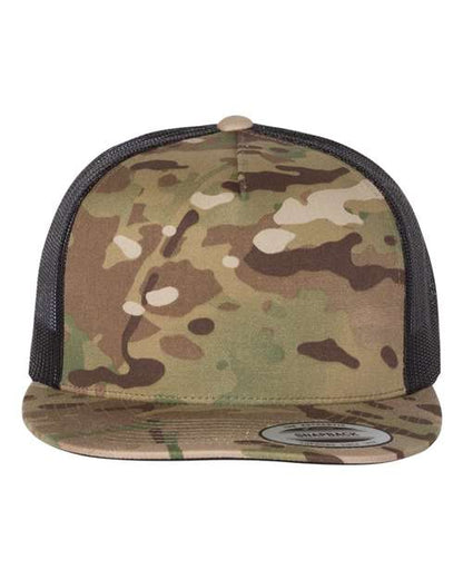 YP Classics Classic Five-Panel Trucker Cap - Multicam Green/ Black Front