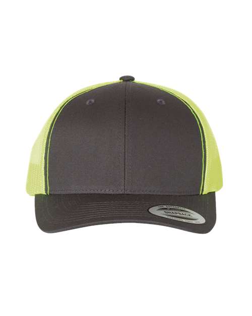YP Classics Retro Trucker Cap - Charcoal/ Neon Green Front