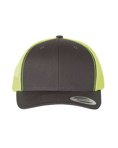 YP Classics Retro Trucker Cap - Charcoal/ Neon Green Front