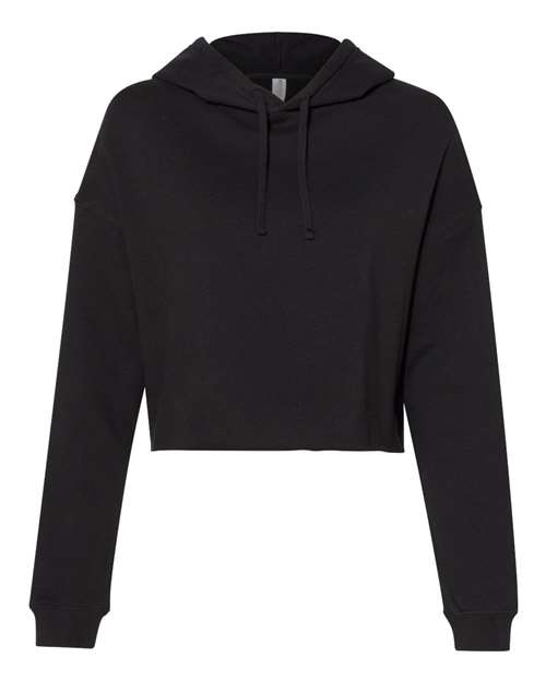 Independent Trading Co. Women’s Lightweight Crop Hooded Sweatshirt - Black Front