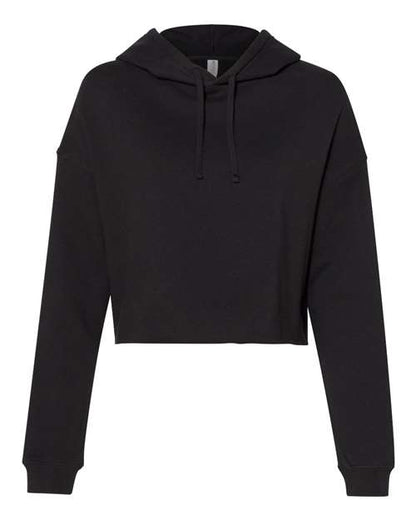 Independent Trading Co. Women’s Lightweight Crop Hooded Sweatshirt - Black Front