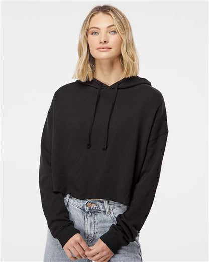 Independent Trading Co. Women’s Lightweight Crop Hooded Sweatshirt - Model Front