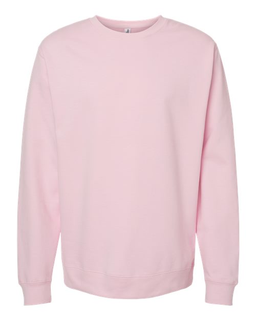 Independent Trading Co. Unisex Midweight Crewneck Sweatshirt - Light Pink Front