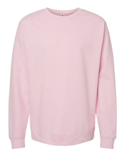 Independent Trading Co. Unisex Midweight Crewneck Sweatshirt - Light Pink Front