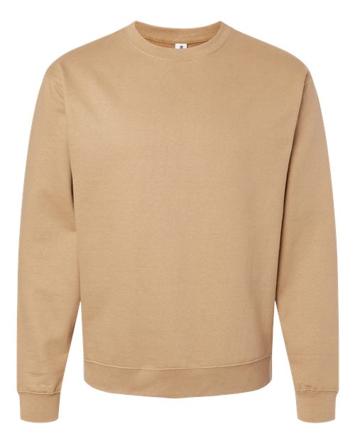 Independent Trading Co. Unisex Midweight Crewneck Sweatshirt - Sandstone Front