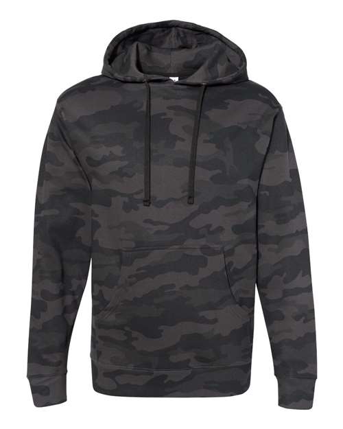 Independent Trading Co. Unisex Midweight Hooded Sweatshirt - Black Camo Front