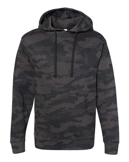 Independent Trading Co. Unisex Midweight Hooded Sweatshirt - Black Camo Front