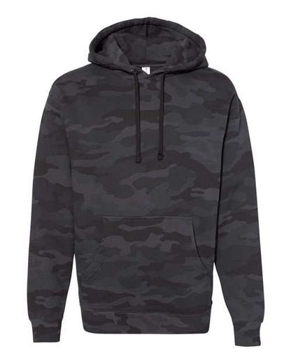 Independent Trading Co. Unisex Heavyweight Hooded Sweatshirt - Black Camo Front