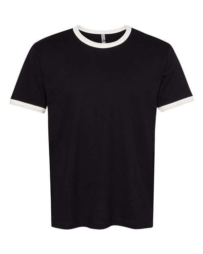 Next Level Unisex Cotton Ringer Tee - Black/ Natural Front
