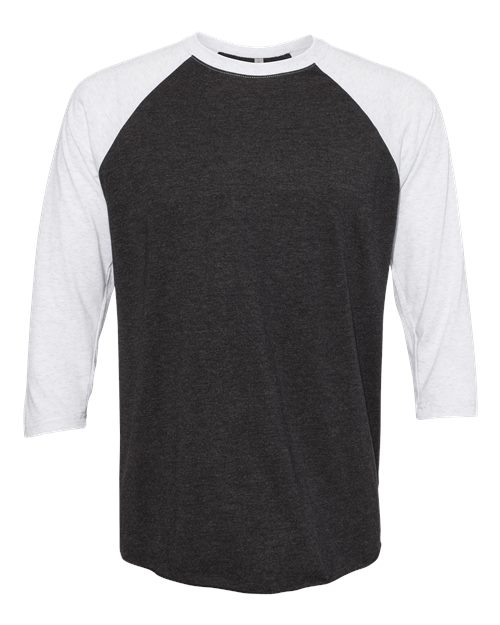 Next Level Unisex Triblend Three-Quarter Raglan Tee - Heather White/ Vintage Black Front