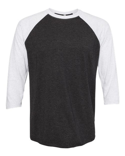 Next Level Unisex Triblend Three-Quarter Raglan Tee - Heather White/ Vintage Black Front