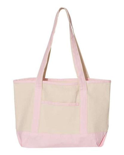 Q-Tees 20L Small Deluxe Tote - Natural/ Light Pink Front