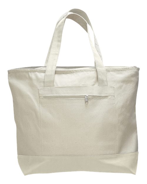 Q-Tees 19L Zippered Tote - Natural/ Natural Front
