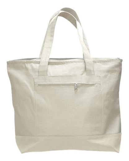 Q-Tees 19L Zippered Tote - Natural/ Natural Front