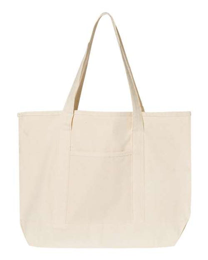 Q-Tees 34.6L Large Canvas Deluxe Tote - Natural/ Natural Front
