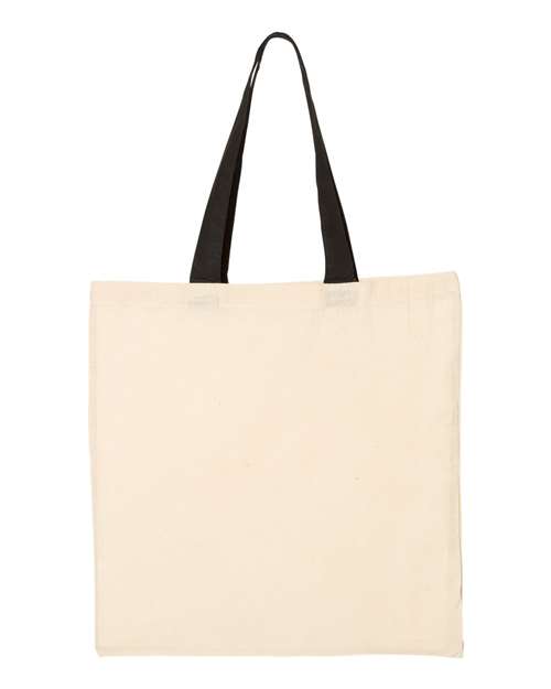 Q-Tees Economical Tote with Contrast-Color Handles - Back