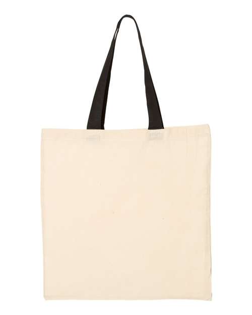 Q-Tees Economical Tote with Contrast-Color Handles - Natural/ Black Front