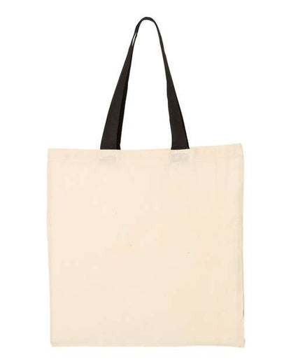 Q-Tees Economical Tote with Contrast-Color Handles - Natural/ Black Front