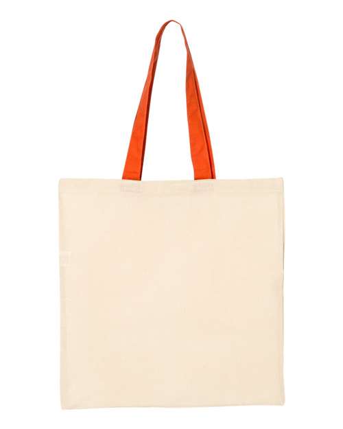 Q-Tees Economical Tote with Contrast-Color Handles - Natural/ Orange Front