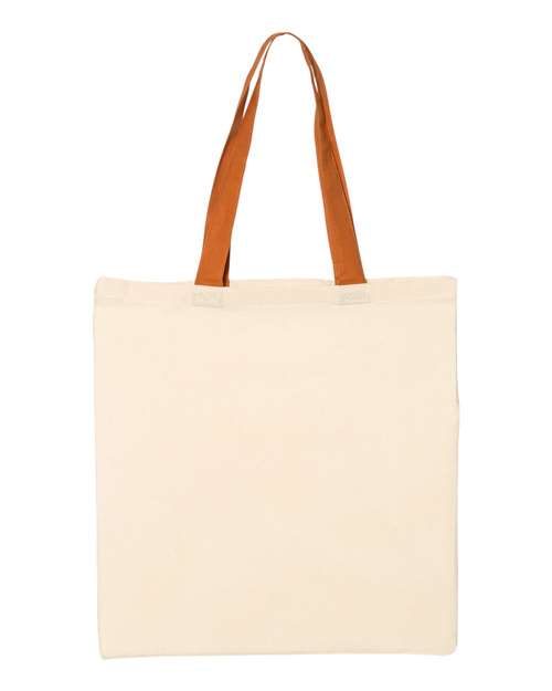 Q-Tees Economical Tote with Contrast-Color Handles - Natural/ Texas Orange Front