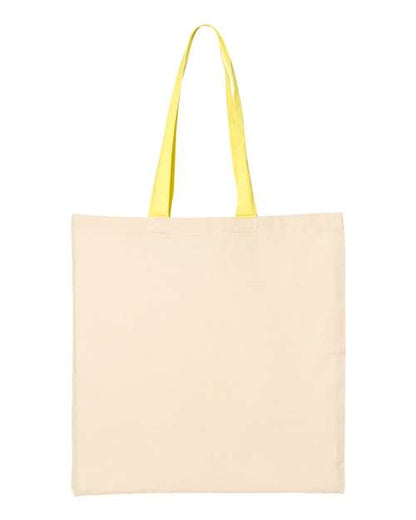 Q-Tees Economical Tote with Contrast-Color Handles - Natural/ Yellow Front