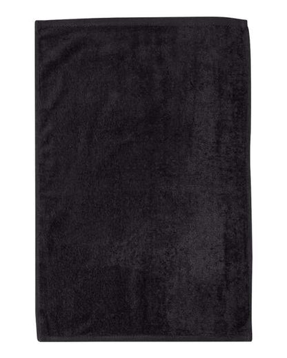 Q-Tees Deluxe Hemmed Hand Towel - Black Front