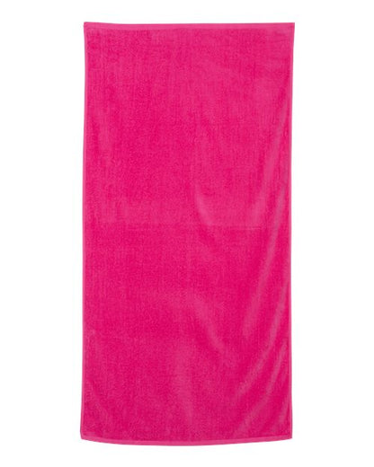 Q-Tees Velour Beach Towel - Hot Pink Front