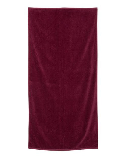 Q-Tees Velour Beach Towel - Maroon Front