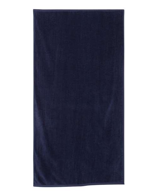 Q-Tees Velour Beach Towel - Navy Front