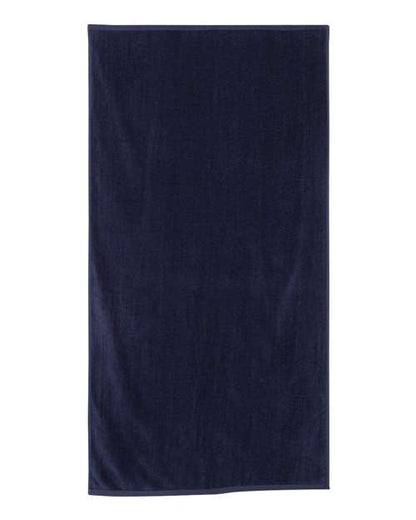 Q-Tees Velour Beach Towel - Navy Front