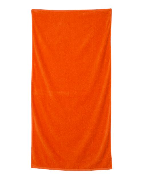 Q-Tees Velour Beach Towel - Orange Front