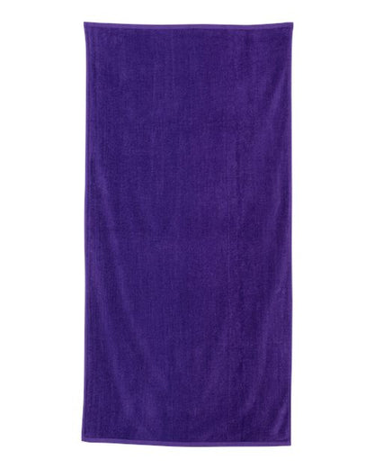 Q-Tees Velour Beach Towel - Purple Front