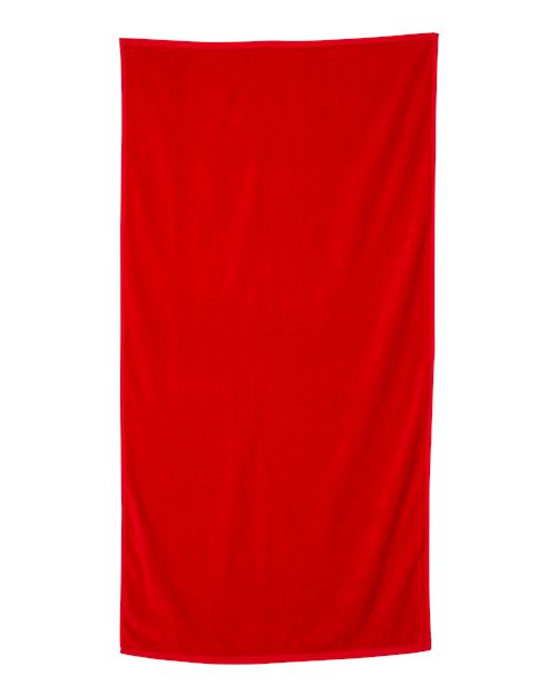 Q-Tees Velour Beach Towel - Red Front