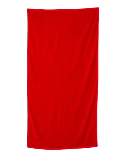 Q-Tees Velour Beach Towel - Red Front