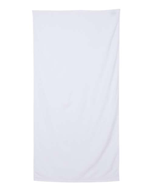 Q-Tees Velour Beach Towel - White Front