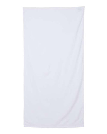 Q-Tees Velour Beach Towel - White Front