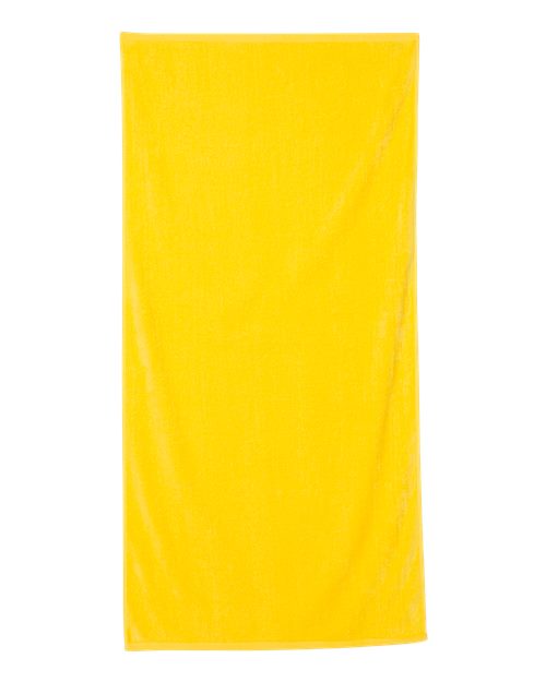 Q-Tees Velour Beach Towel - Yellow Front