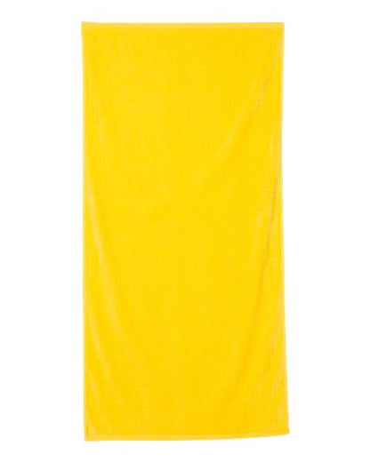 Q-Tees Velour Beach Towel - Yellow Front