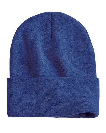 Sportsman 12" Solid Cuffed Beanie - Heather Dark Royal Front